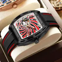 在飛比找露天拍賣優惠-【潮裡潮氣】格倫品牌高檔手錶男士全自動機械錶創意鏤空方形腕錶