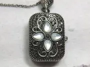 Colleen Lopez "Top Star" MOP and Marcasite Pendant Watch with 36" Chain White
