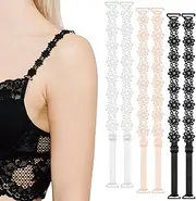 [Abeillo] 3 Pairs Women's Bra Straps Replacement Elastic Bra Shoulder Straps Non-Slip Lingerie Straps for Women Girls Tops Dress, Beige, Black, White, 13.9 x 0.59 inches