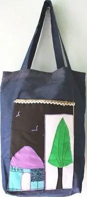 Handmade patchwork Applique shopping Tote Bag