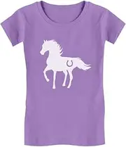 [Tstars] Horse Lover - Love Horses Girls' Fitted Kids T-Shirt Small Lavender