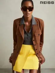 Reiss Yellow Cleo Cross-Over Mini Skirt (E47895) | $280