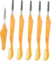 WEKADRIN 6 Pack Eyebrow Combs Folding Lash Combs Plastic Handle Makeup Brush Set Random Color