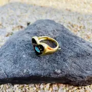 Heart Shaped Golden Ring with Evil Eye, Evil Eye Statement ring, Stackable Ring