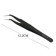 Lashie - Stainless Steel False Eyelashes Tweezers (Various Designs) Curved Head - Black - One Size