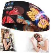 Sleep Headphones Bluetooth 5.2, Headband Earphones Artistic Butterfly