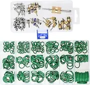 SURIEEN Car A/C Repair Kit, 270pcs Green Rubber O-Ring Kit & 40pcs Car Air Conditioner Valve Core Kit, A/C R12 R134a Refrigeration Tire Valve Stem Cores with Remover Tool, AC O Rings System Seal Kit