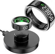 Smart Ring with Display Heart Rate Monitor Fitness Ring Step Counter Sleep Tracker Health Rings Calories Prayer Counting Fitness Tracker for Android iOS