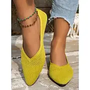 Women's Flyknit Pointed-Toe Flats - Stylish Slip-On Lightweight Shoes for Summer Daily Wear