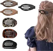 AstraGlam hair clips for women. The set comes with six clips in neutral colors, featuring flat oval and leaf shapes. They are suitable for medium-thin and thick hair, providing a good hold and a