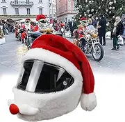 Christmas Hat Motorcycle Helmet Cover Helmet Cover, Personalized Protection Cover, Funny Motorcycle Helmet Cover Plush, for Men, Women (Without Helmet)