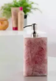 Rose Quartz Soap Despenser Luxury Bathroom Set Deco Silver Pump Handmade Arts