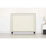 Bed Head Queen White Headboard Upholstery Fabric Studded Buttons