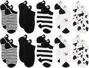 [KESYOO] Womens Socks Womens Socks Women Crew Socks Women Crew Socks 5 Pairs Girl Short Socks Stylish Cow Pattern Socks Cotton Sock Ankle Socks Cotton Low Cut Socks Cotton Socks Womens Socks Cute, As Shown, 20x9x0.4cmc