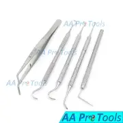 Dental Teeth Clean Care Explore Probe Hook Pick Stainless Steel Dental Pliers x5