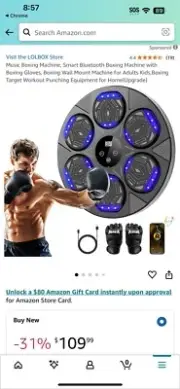 LOLBOX 2024 Music Boxing Machine, Smart Bluetooth Boxing Trainer With Gloves