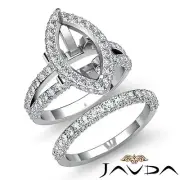 Diamond Engagement Ring Marquise Split Shank Bridal Setting 18k White Gold 2.8Ct
