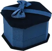 [Generic] Velvet Ring Box Small Engagement Ring Box Jewelry Gift Box Ring Case Box with Bow Single Ring Gift Box Earing Storage Case for Men Proposal Women Wedding Ceremony Valentines Gift (Blue, One size)