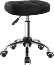 Black Minimalist Swivel Stool with Wheel Perfect for Work SPA Shop Massage Heigh