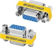 15 Pin VGA Coupler 2 Pack, VGA Female to Female SVGA Adapter Connector, HD15 Mini Gender Changer Extender Support 1080P Full HD for Laptop, PC, Projector, HDTV, Display