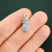 BULK 50 Pineapple Charms Antique Silver Tone 2 Sided - SC6112