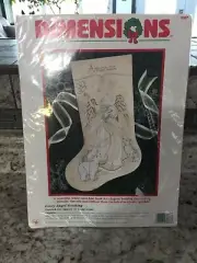 VINTAGE 1997 DIMENSIONS CREWEL KIT IVORY ANGEL STOCKING 8087