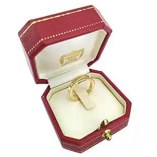 九五成新展示品！Cartier 18K金-Raniere 刻紋環形戒指47號