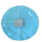Soho Loft Sky Blue Melamine Dinner Plates 11" Set of 4 Scalloped Pearl Edge NEW
