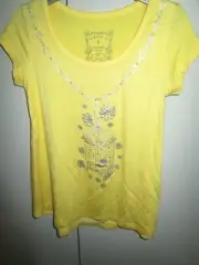 Girls Pumpkin Patch yellow drapey birdcage chain tee top Size 5