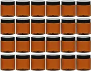 TUZAZO 2 Oz Amber Plastic Cosmetic Jars Leak Proof Small Container with lids for Cream, Lotion, Powder, Ointments, Beauty Products, 24 Pcs