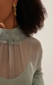 [Oscar de la Renta] Tile Crystal Drop Earrings
