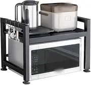 WJTZLBNSUY Countertop Heavy Duty Stand Microwave Oven Rack Over Microwave Shelf Countertop 2 Tier Kitchen Microwave Stand (Black 58cm)