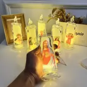 LED Prayer Flameless Candles Jesus Saints Religious Decoration Christmas Candle