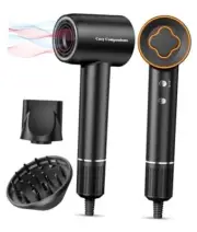 Hair Dryer, 150000 RPM High-Speed Brushless Motor Negative Ionic Blow Black
