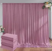 2 Curtain Panels Dusty Rose Plush Backdrop Drape Party Decor Cherry Blossoms