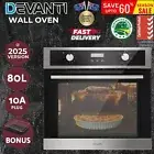 Devanti Electric Built In Wall Oven 80L Convection Grill Ovens Steel Stainless