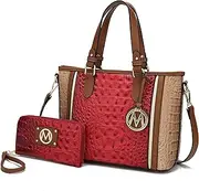 MKF Collection Tote Bag for Women & Wristlet Wallet, Vegan Leather Handbag Set Top-Handle Satchel Shoulder Handbag Purse