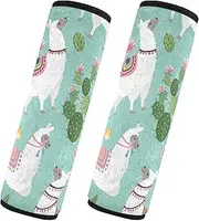 Car Seat Belt Pads Covers 2 Pack Soft Car Safety Seat Belt Strap Shoulder Pad Backpack Shoulder Strap Pad Cover Car Accessories for Adults Youth Kids M Alpaca Summer Tropical Cactus
