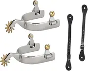 MORECP Western Cowboy Spurs, Paired with 6 Holes Spurs Belt, Western Cowboy Spurs with Copper Rowel,Stainless Steel Western Horse Spurs with Rotatable Gear, Men Women Horse Boot Spurs for Equestrian