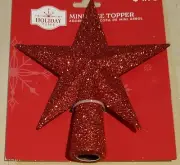Holiday Time Red Glitter Star Mini Christmas Tree Topper, 5.5"H