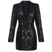 Runway Double-Breasted Six-Button Paillettes Sequin Jacket/Blazer XS/S US2-4