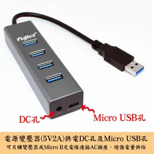 【Fujiei】鋁合金USB3.0 4埠HUB集線器(USB協會認證台灣製晶片)