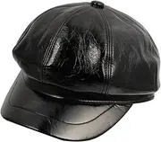 [LIFKOME] Shiny Octagonal Hat Sun Hat Hats Beanies Hat Clip Newsboy Straw Hat Summer Dress Caps Bucket Hat Outfit Festival para of Black Cap Fashion Painter Hat Artificial Leather