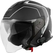 H586 BT Illus Black Grey Bluetooth Jet Helmet