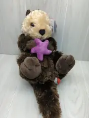 Wild Republic K&M Plush sea river otter soft toy holding purple starfish