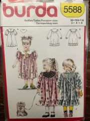 Burda 5588 UNCUT Sewing Pattern, Girls' Dress, Size 3-6
