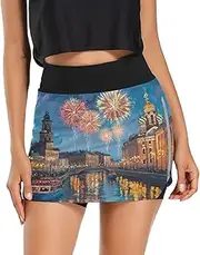 [Joisal] Howling Wolves Blue Womens Skorts with Pockets Golf Shorts Women for Running Tennis Workout