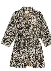 Slowtide Cheetah Print Recycled Cotton Terry Bath Robe Size Small- Medium. New