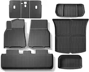 All Weather TPE Floor Mats Compatible with Tesla Model Y 2024-2017, Upgraded WP Front Rear Cargo Liner Trunk Mat(9PCS Floor Mats)