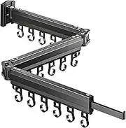 Hdkwby Wall-Mounted Drying Rack, Clothes Drying Rack, Retractable Drying Rack, Space Saving Black Triple Fold